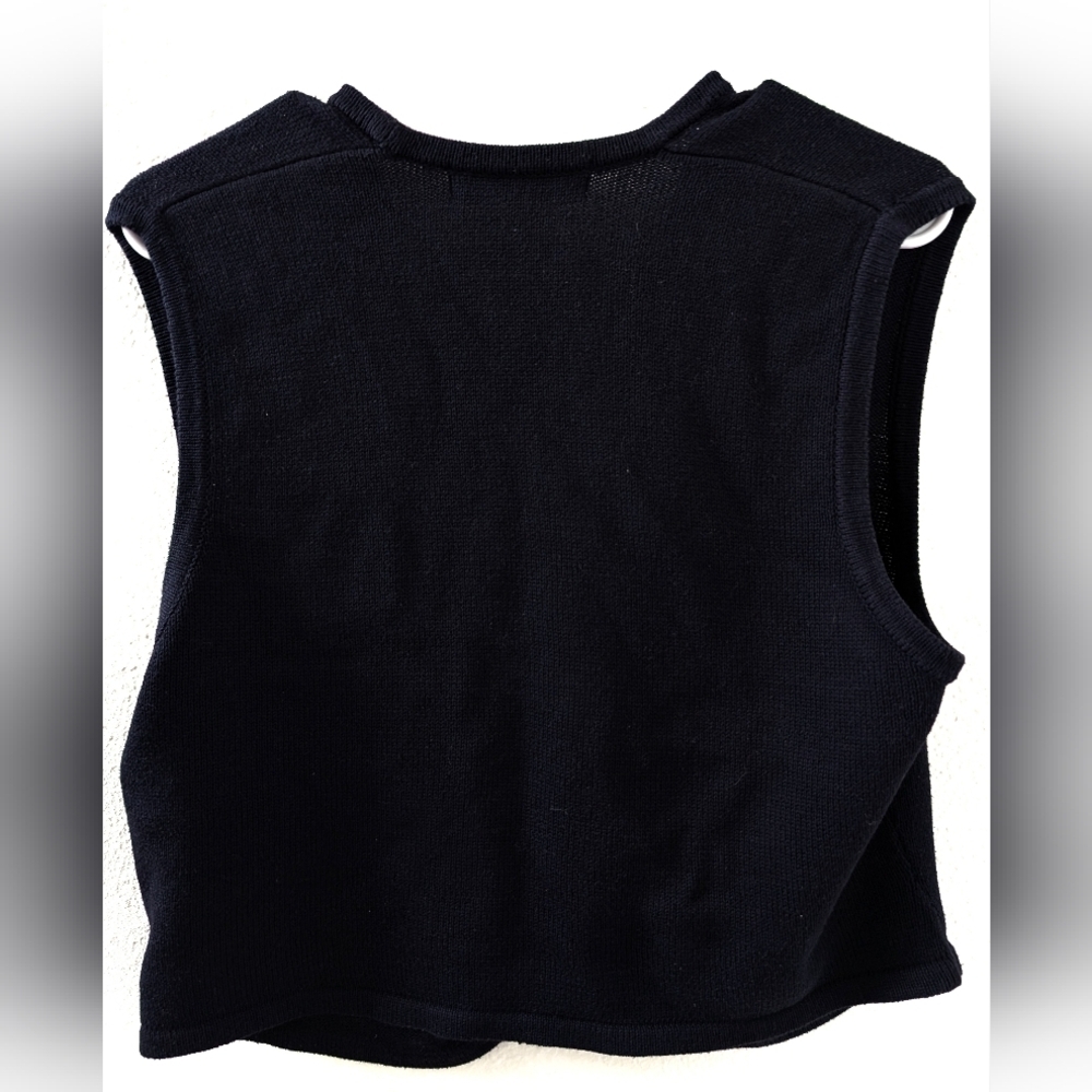 JH Collectibles Navy Floral V-Neck Sweater Vest Large Embroidered Grandma Core - Picture 2 of 3